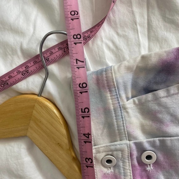 Anthropologie Kimmie White Pink Purple Tie-Dye Button Close Tulip Midi Skirt-12 - Picture 5 of 7